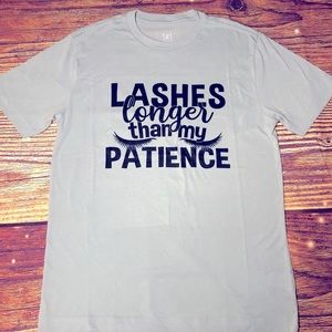 Lashes Longer Than My Patience graphic T-shirt